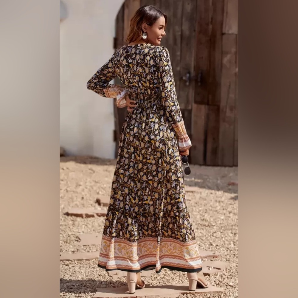 SHEIN Unity All Over Floral Print Flounce Sleeve A-Line Dress - Picture 2 of 11
